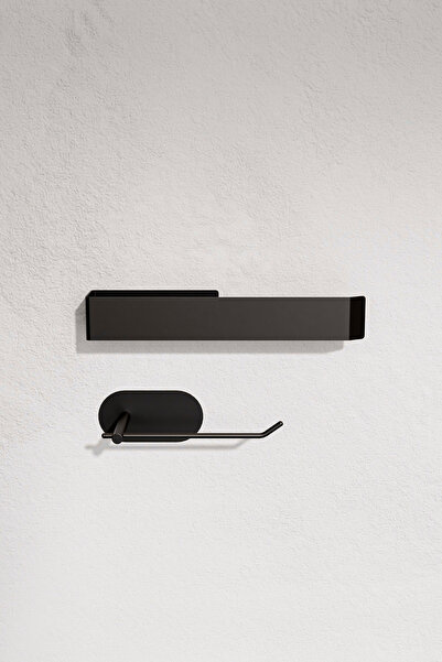 Zift Unique Paslanmaz Çelik Siyah Set,havlu Askısı Ve Tuvalet Kağıtlığı Takım...