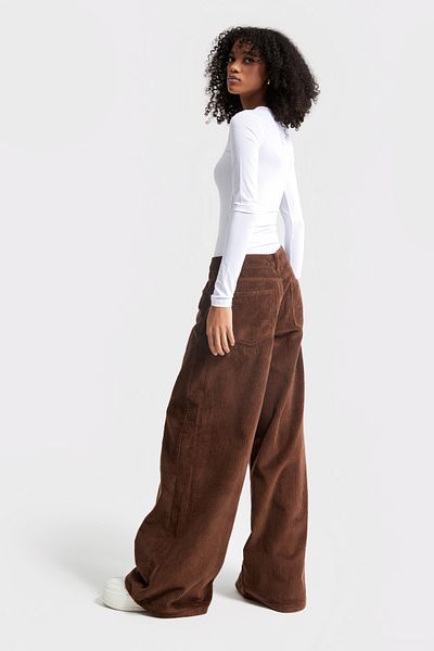 its basic Women's Tan Color Thick Corduroy Fabric Palazzo Fit Trousers