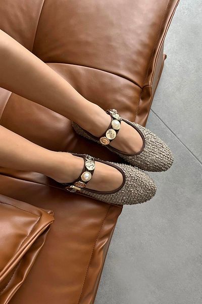 STRASWANS Leonardo Women - Mink Linen Ballerina Accessory Detail