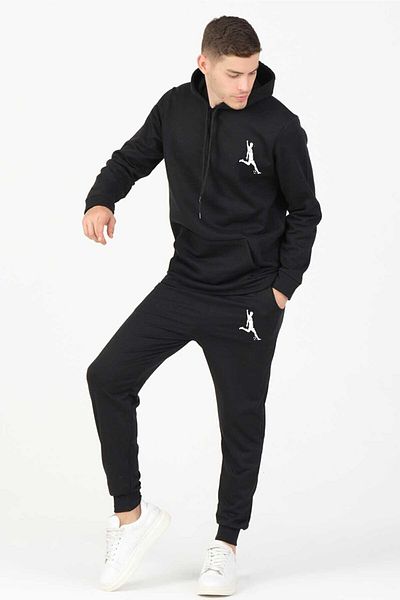 DEEPSENCE Εκτυπωμένο Unisex Μαύρο χτενισμένο βαμβακερό Σετ 2 τεμαχίων