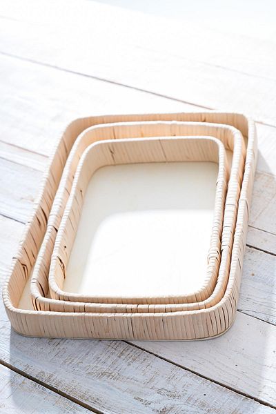 ACAR Rectangular 3 Piece Wicker Tray