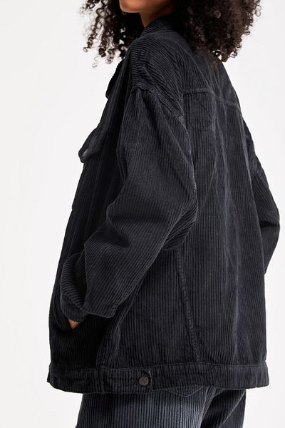 its basic Women's Smoke Color Thick Corduroy Fabric Oversize Jacket