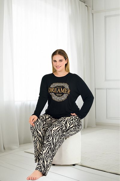 Lady Lingerie Set de pijamale pentru femei cu mâneci lungi, mărime king-size