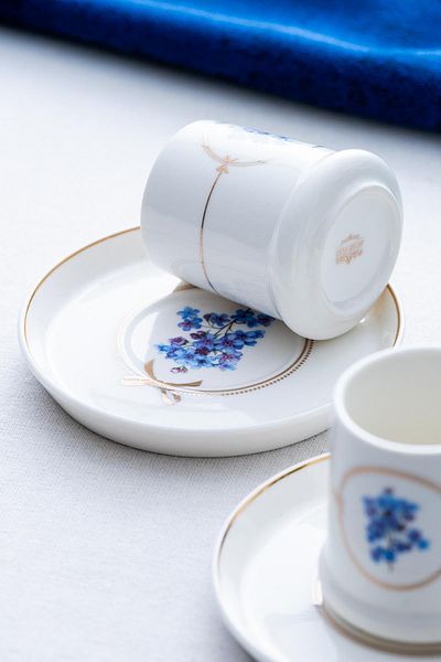 ACAR Wild Rose 2-Person Porcelain Coffee Cup Set - Stylish and Floral Pattern Design (90 ml)