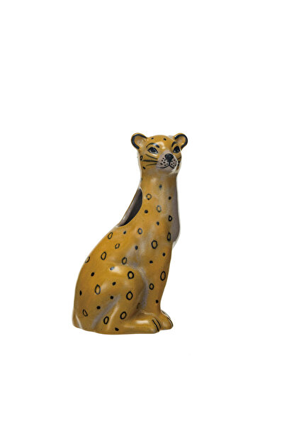 Warm Design Hand-Painted Leopar Desenli Vazo