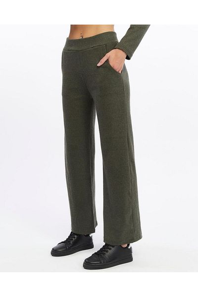 Benisengiydir Women's Relaxed Cut Green Knitwear Pants