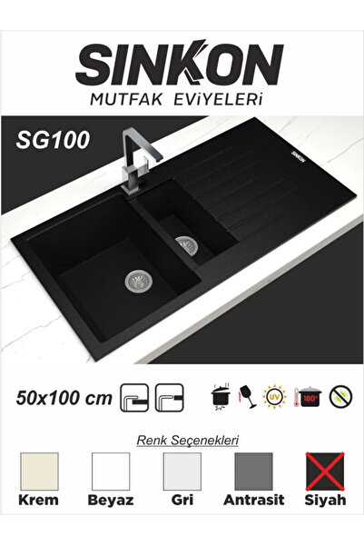 digitalavm akıllı alışveriş adresiniz Siyah Granit Evye 50x100 / 1,5 Göz