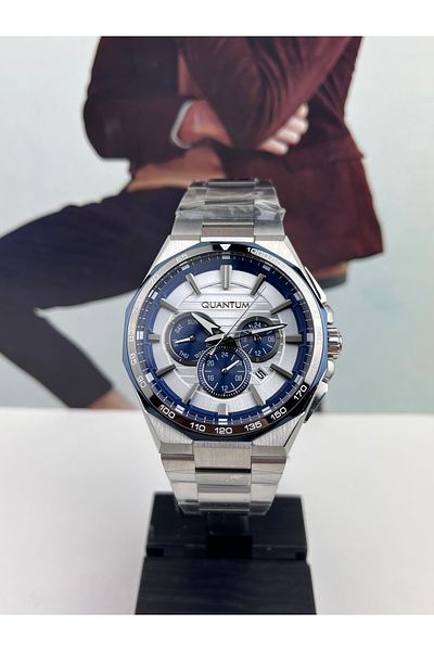 Quantum Steel Men's Wristwatch 10 Atm Waterproof 45mm