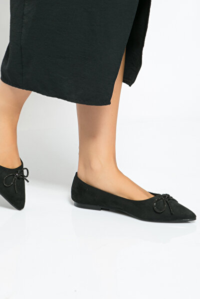 Shoes Time Önü Fiyonlu Rahat Siyah Renkli Babet 24y 311