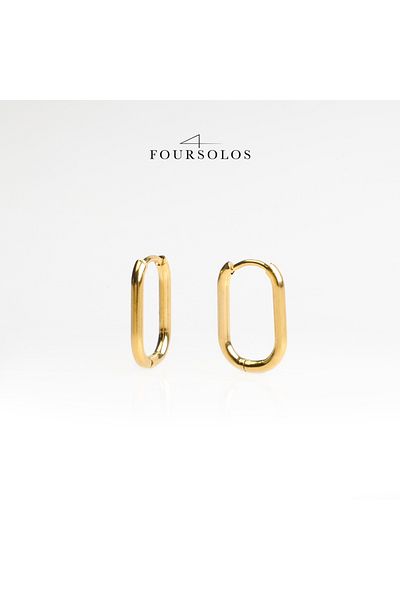 FOURSOLOS Steel Women's Earrings, U Pattern Full Hoop, Gold Color, No:17