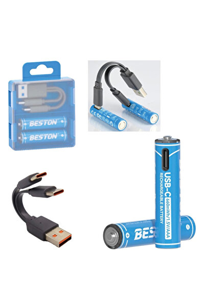 ANADOLU PARS BESTON 2 Adet AAA Şarj Edilebilir Pil 2'li Şarjlı Pil ince Kalem...