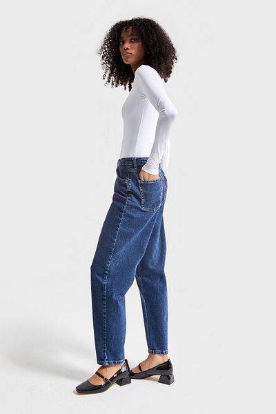 its basic Țesătură Lycra Albastru închis - Denim Mom Fit pentru femei