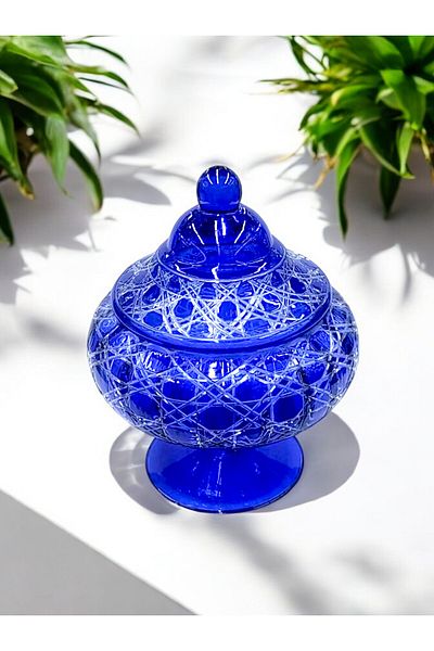 Paşabahçe Handcrafted - Cutting and Decorative Bowl with Lid