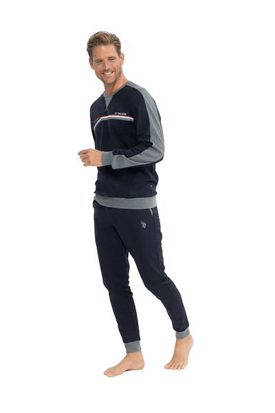 U.S. Polo Assn. ΒΑΣΗ. Polo Assn. Ανδρικά ελαστικά πόδια γκρι λεπτομερείς πιτζάμες 2810IC.A.1.ST8.RA8.PL.1.U.3.S.02311KM
