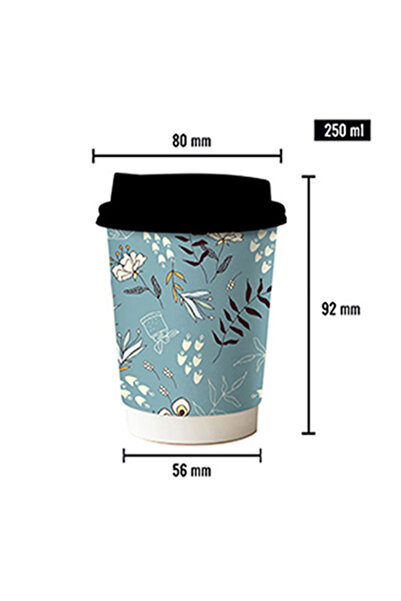 KUZEY YILDIZI CUP 8 OZ DOUBLE WALL MİNT YEŞİLİ SİYAH KAPAKLI KARTON BARDAK 25 ADET