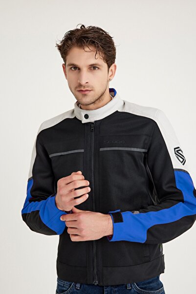 Scudo Santiago Mavi Yazlık Fileli Erkek Motosiklet Ceketi