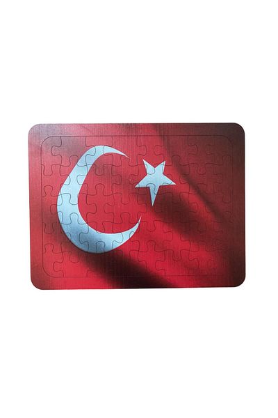Uçandaire لغز خشبي يلوح بالعلم التركي - لغز القدس كودز - 34x26 سم