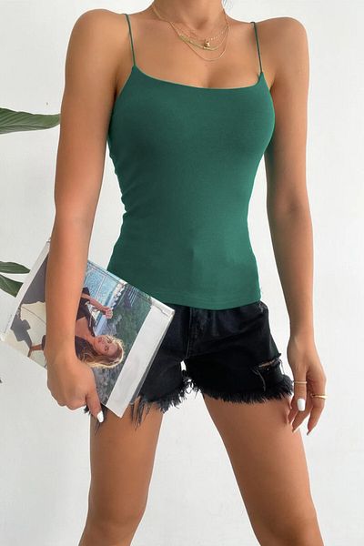 Tam Moda Bluză verde cu bretele de frânghie pentru femei