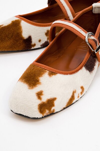 LuviShoes Cruze Tan Patterned Women's Ballerina Shoes