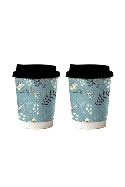 KUZEY YILDIZI CUP 8 OZ DOUBLE WALL MİNT YEŞİLİ SİYAH KAPAKLI KARTON BARDAK 25 ADET