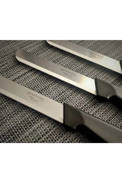 epazar Solingen Micro Serrated Chopping Knife - 3 Pieces Black Gray
