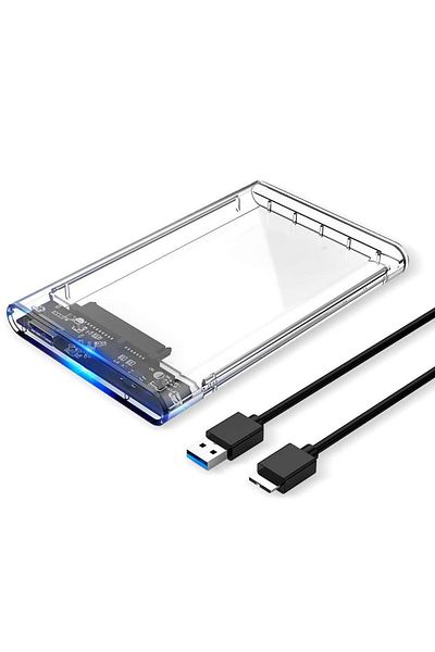 transystar Usb 3.0 External Hard Drive Enclosure 2.5 Inch Sata To Usb3.0 Uasp Clear Portable Hard Drive Case...