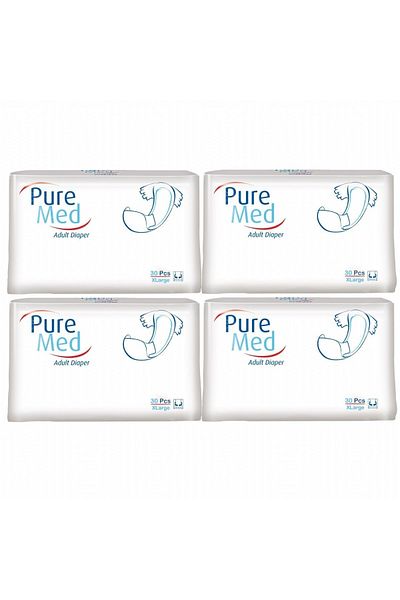 Puremed Extra Large Patient Diapers - 120 Pieces XL with Waist Band