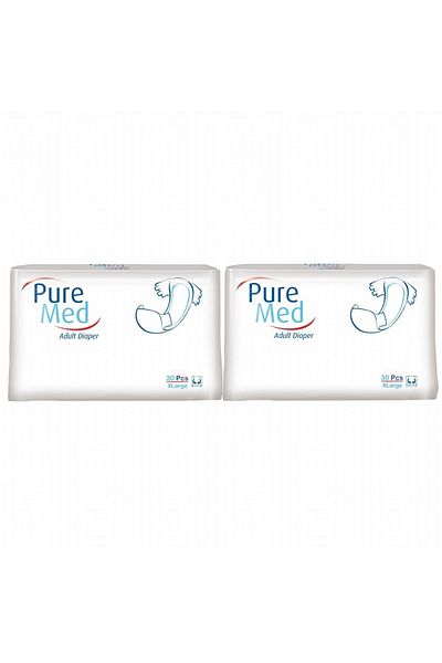 Puremed 60 Pcs Patient Diapers - Extra Large XL Waistband
