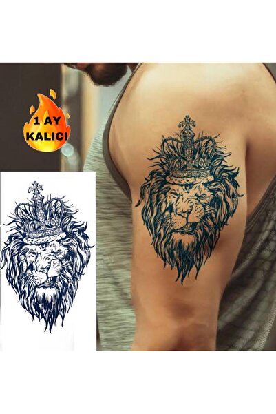 Mecit Tuhafiye 1 AY KALICI ASLAN KRAL TAÇI KOL VUCUT İÇİN GEÇİCİ DÖVME