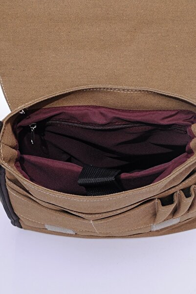 By Hakan Gk14 Canvas Postman Όρθια τσάντα χιαστί Μπεζ