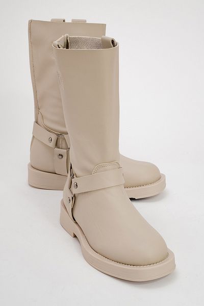 LuviShoes Γυναικείες μπότες ιππασίας SOLVA Beige Skin