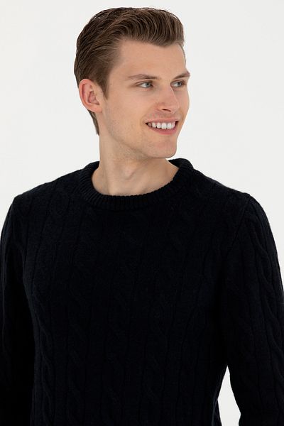 U.S. Polo Assn. Men's Navy Blue Melange Sweater 50270967 -Vr120