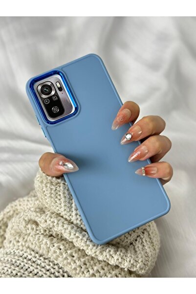 Vip Case Xiaomi Redmi Note 10-10S Uyumlu Kılıf Parlak Metal Çerçeveli Pastel Renkli Silikon Ruby Kapak