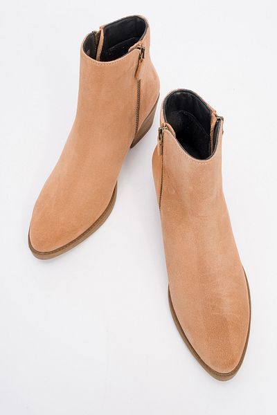 LuviShoes Γυναικείες μπότες με τακούνι JAYER Dark Beige Suede από γνήσιο δέρμα