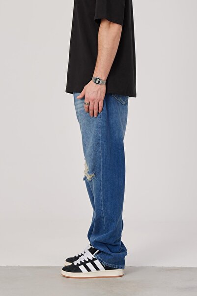 NOMARC 5174 Dizi Blugi largi, rupti, albastru închis (16160)