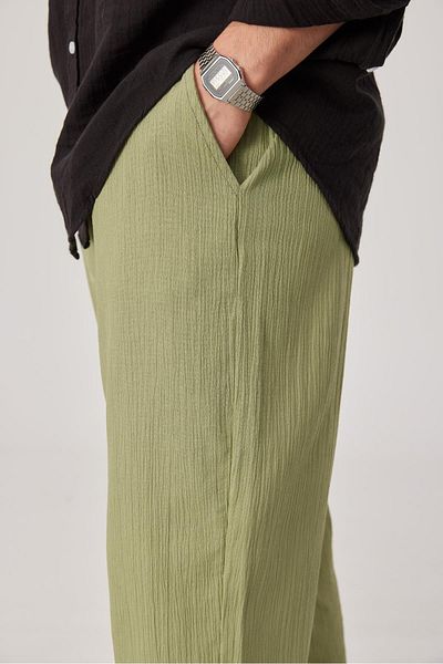 NOMARC Παντελόνι από ύφασμα Green Crinkle