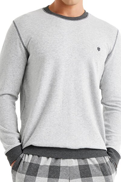 Blackspade Men's Long Sleeve Thermal Gray Melange Pajamas Set C3T0N6O04