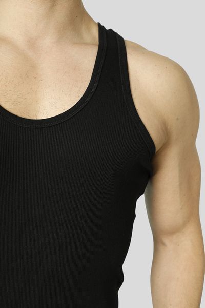 Arma Yıldız Men's Black Ribbed Camisole Undershirt 3 Pack Stretchy and Soft Fabric