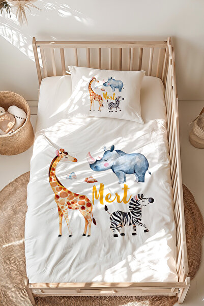 Lilabio %100 Pamuk Isme Özel Isimli Montessori Yatak Nevresim Takımı (100X200...