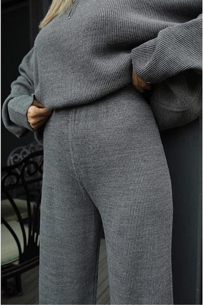 De Pose Spring Knit Detailed Oversize Sweater Trousers Knitwear Top and Bottom Set