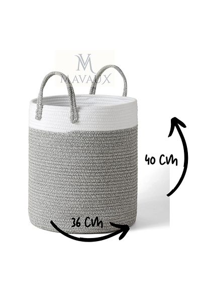 MaVaux Large Size 40Cm-36Cm Woven Basket - Side Handle, Wicker, Jute, Organizer
