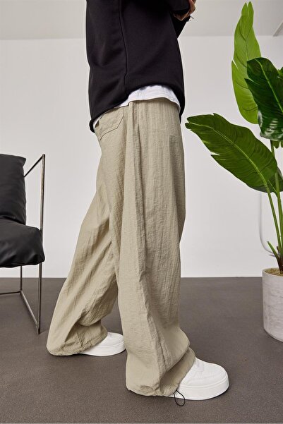 NOMARC Men's 5279 Drawstring Waist Loose Cream Pants