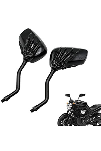 Choice مرايا جانبية سوداء للدراجات النارية بتصميم جمجمة يد، مناسبة لدراجات ها...
