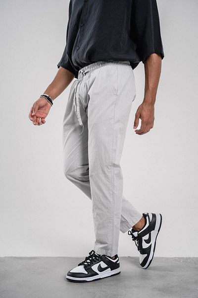 NOMARC Γκρι Skinny Leg Boyfriend Fit Gabardine Παντελόνι