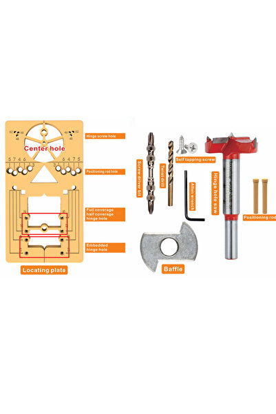 Choice1 Set B Multifunction Hinge Open Hole Positioner Set Twist Drill Screw ...