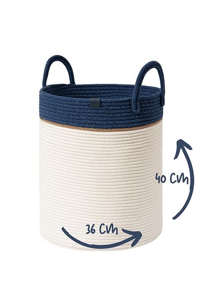 MaVaux Large Size 40Cm-36Cm Woven Basket - Side Handle, Wicker, Jute, Organizer