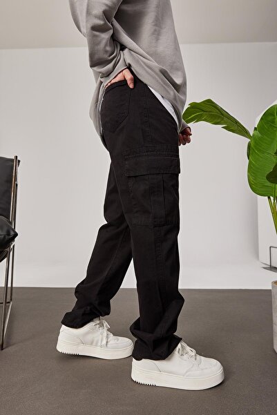 NOMARC 5211 Black Gabardine Trousers with Cargo Pocket