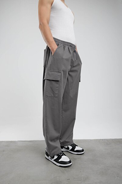 NOMARC Gri Yp Paçası Büzgülü Kargo Pantolon