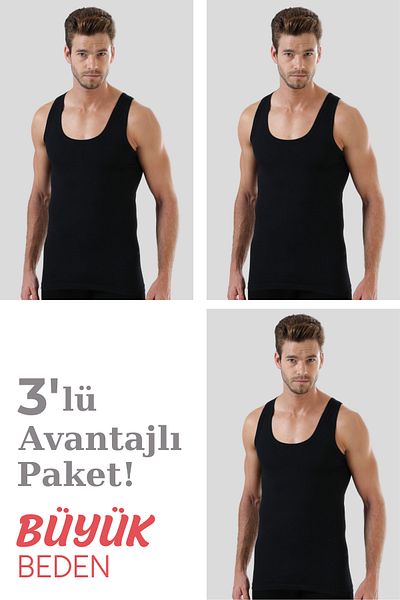 Arma Yıldız Μαύρο 3 Pack Ανδρικό εσώρουχο Plus Size 100% βαμβάκι