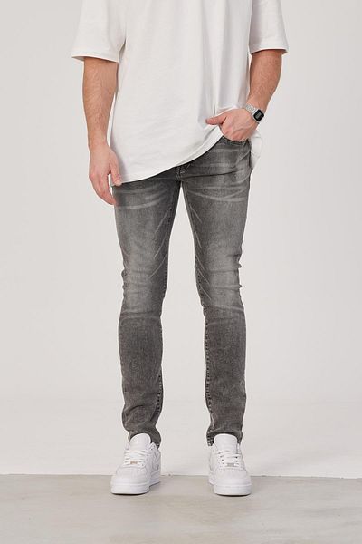 NOMARC Γκρι 15590 Slim Cut Γκρι Jean με λείανση